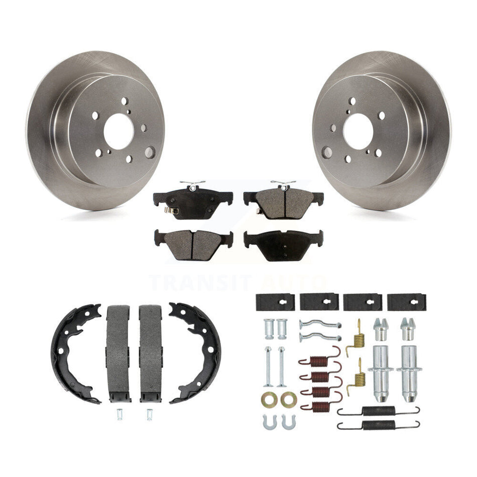 Rear Disc Rotors Semi-Metallic Pads Parking Brake Shoes Hardware Kit For Subaru Crosstrek K8F-104892