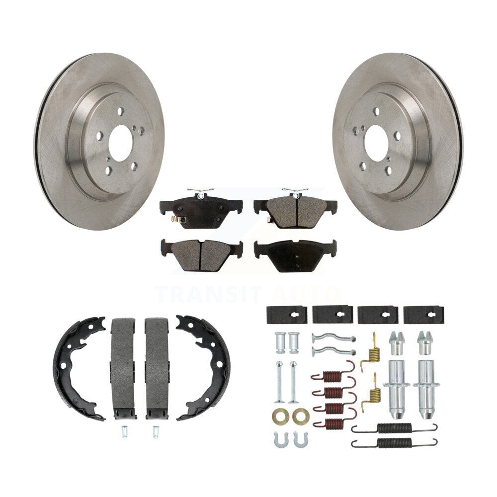 Rear Disc Rotors Semi-Metallic Pads Parking Brake Shoes Hardware Kit For Subaru Crosstrek K8F-104894