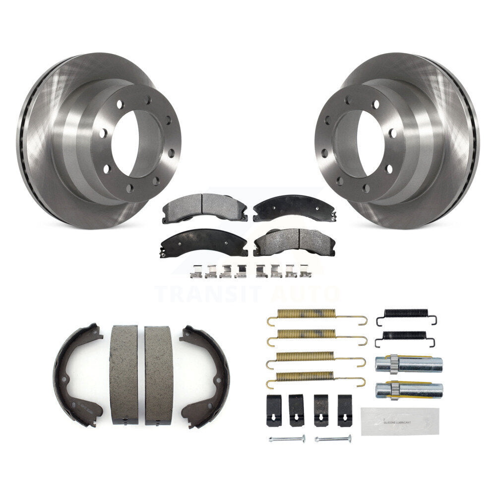 Rear Disc Rotors Semi-Metallic Pads Parking Shoes Hardware Kit For Chevrolet Express 3500 K8F-104900