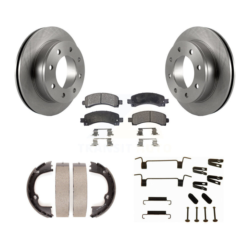 Rear Disc Rotors Semi-Metallic Pads Parking Shoes & Hardware Kit For Chevrolet GMC Savana K8F-104901