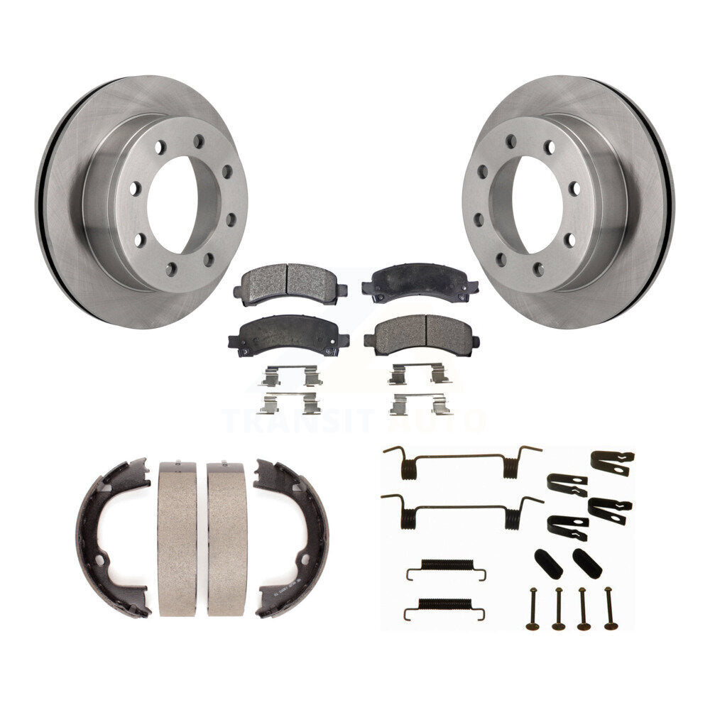 Rear Disc Rotors Semi-Metallic Pads Parking Shoes & Hardware Kit For Chevrolet GMC Savana K8F-104902