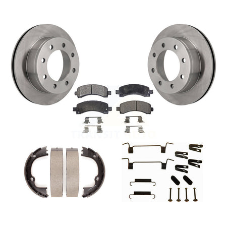 Rear Disc Rotors Semi-Metallic Pads Parking Shoes & Hardware Kit For Chevrolet GMC Savana K8F-104902