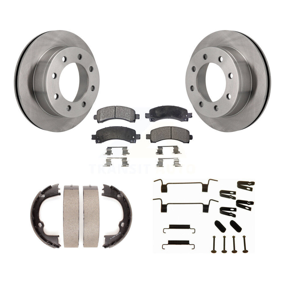 Rear Disc Rotors Semi-Metallic Pads Parking Shoes & Hardware Kit For Chevrolet GMC Savana K8F-104902