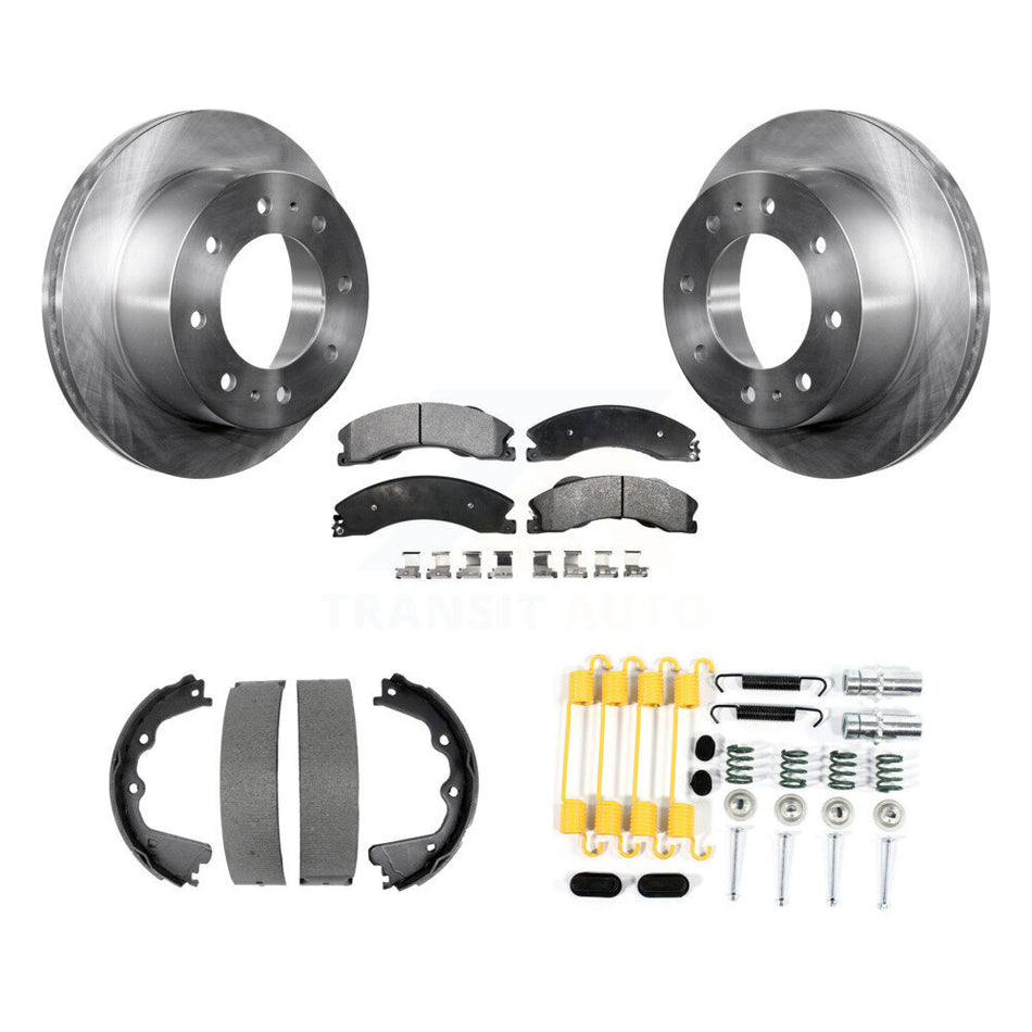 Rear Disc Rotors Semi-Metallic Pads Parking Shoes And Hardware Kit For GMC Sierra 2500 HD K8F-104907