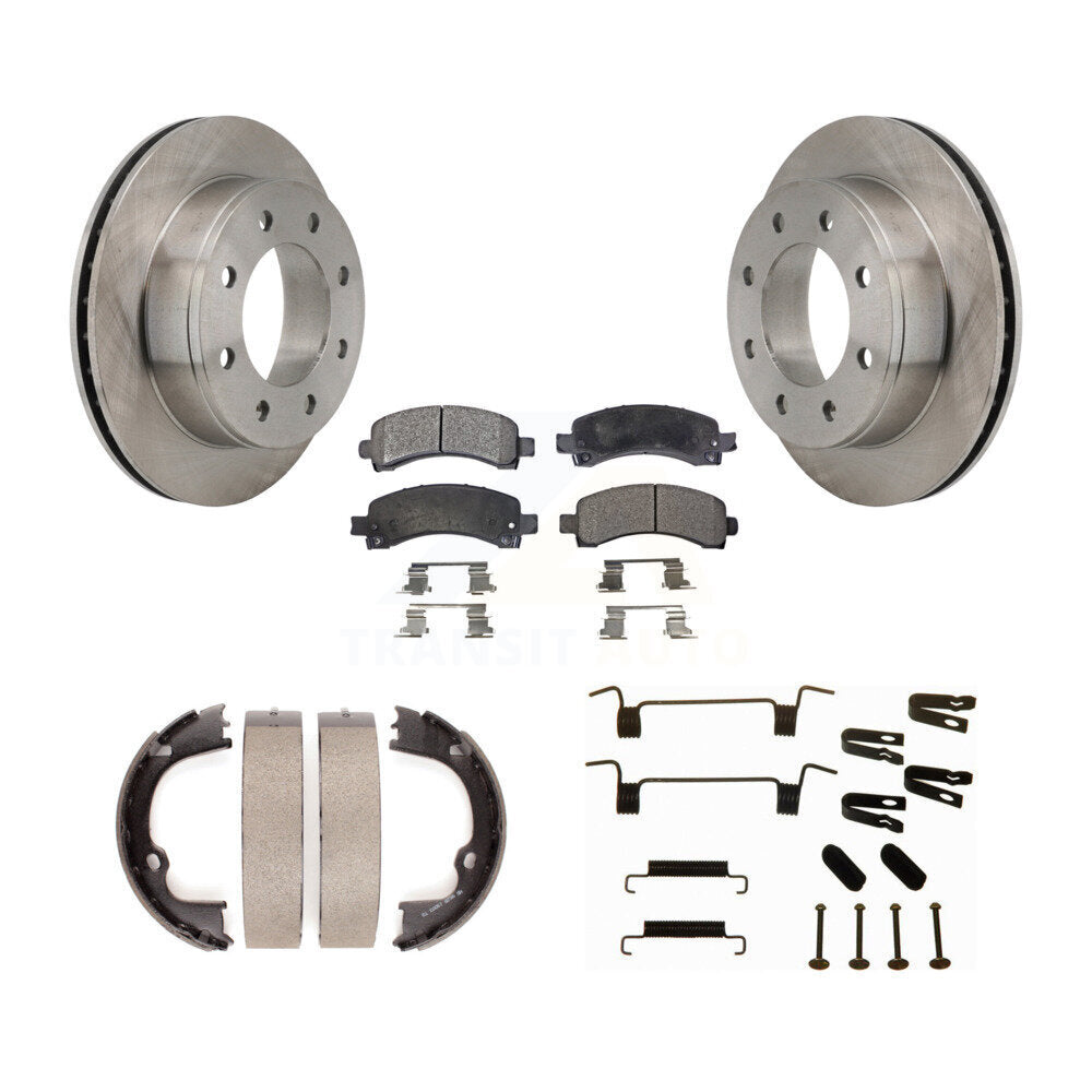 Rear Disc Rotors Semi-Metallic Pads Parking Shoes Hardware Kit For Chevrolet Express 2500 K8F-104910