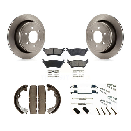 Rear Disc Rotors Semi-Metallic Pads Parking Brake Shoes And Hardware Kit For Ford F-150 K8F-104912