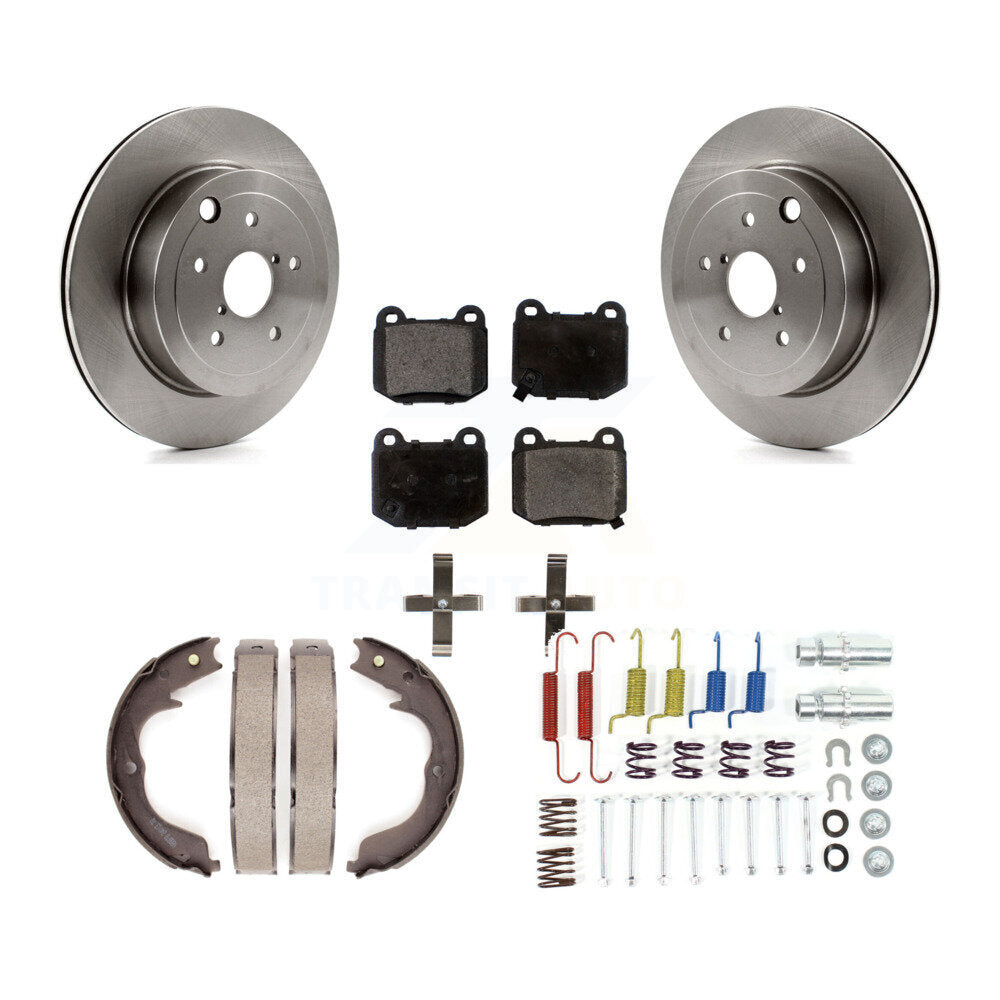Rear Disc Rotors Semi-Metallic Pads Parking Brake Shoes & Hardware Kit For Subaru Impreza K8F-104915