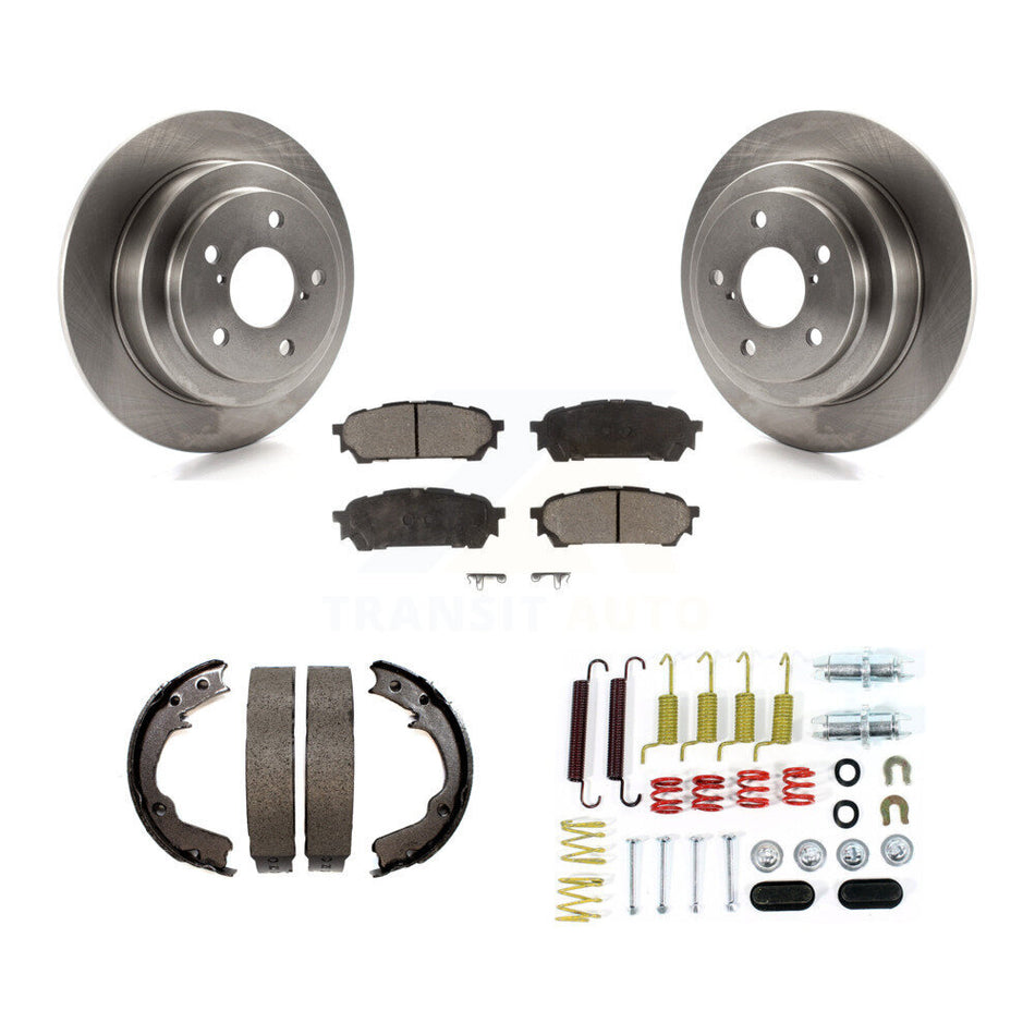 Rear Disc Rotors Semi-Metallic Pads Parking Shoes & Hardware Kit For Subaru Impreza Saab K8F-104916
