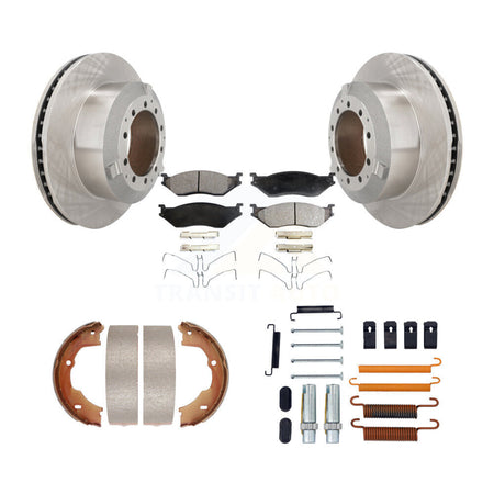 Rear Disc Rotors Semi-Metallic Pads Parking Shoes Hardware Kit For Ford F-450 Super Duty K8F-104921