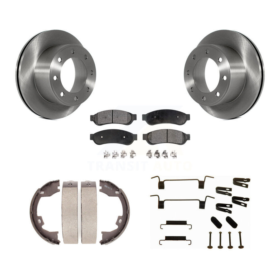 Rear Disc Rotors Semi-Metallic Pads Parking Shoes Hardware Kit For Ford F-250 Super Duty K8F-104922