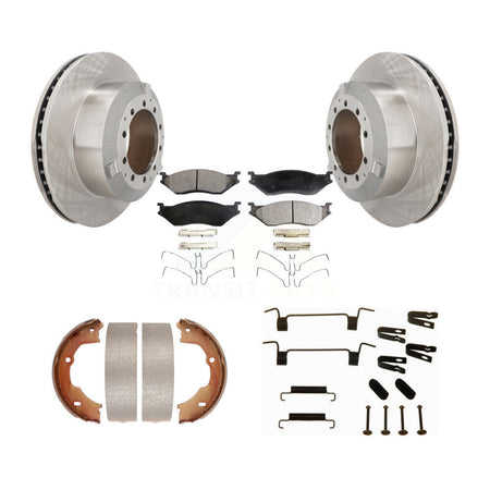 Rear Disc Rotors Semi-Metallic Pads Parking Shoes Hardware Kit For Ford F-450 Super Duty K8F-104923