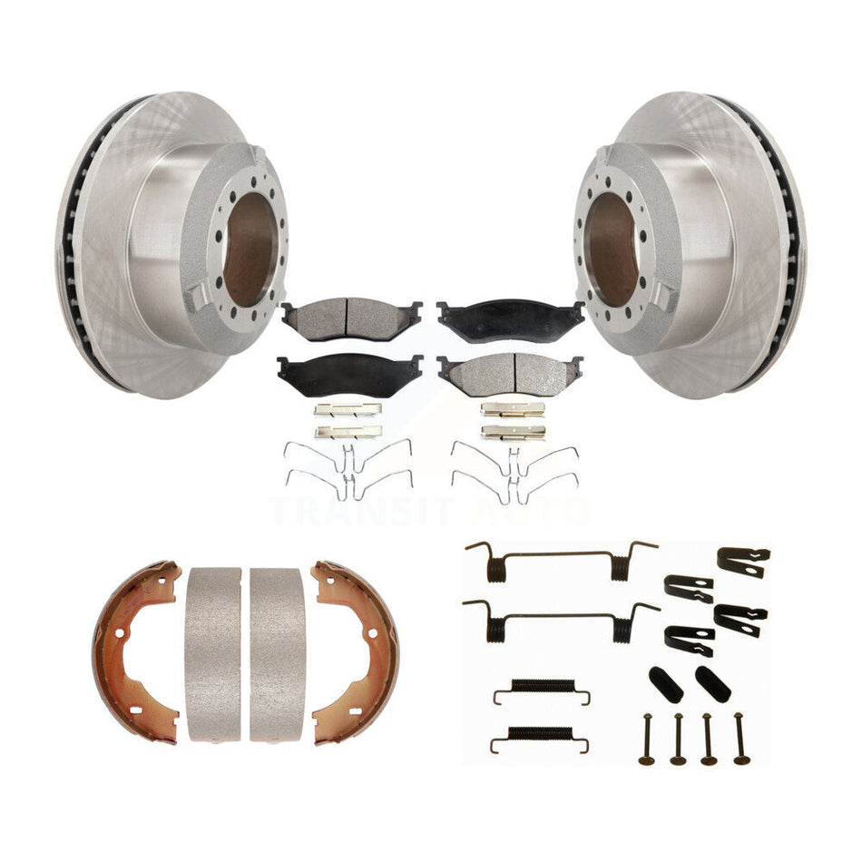 Rear Disc Rotors Semi-Metallic Pads Parking Shoes Hardware Kit For Ford F-450 Super Duty K8F-104923