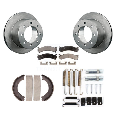 Rear Disc Rotors Semi-Metallic Pads Parking Shoes & Hardware Kit For Chevrolet Silverado K8F-104945
