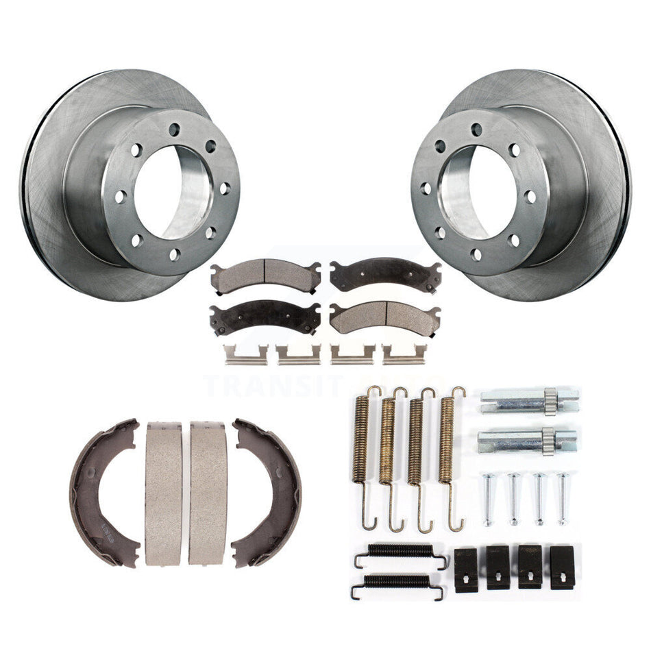 Rear Disc Rotors Semi-Metallic Pads Parking Shoes & Hardware Kit For Chevrolet Silverado K8F-104945