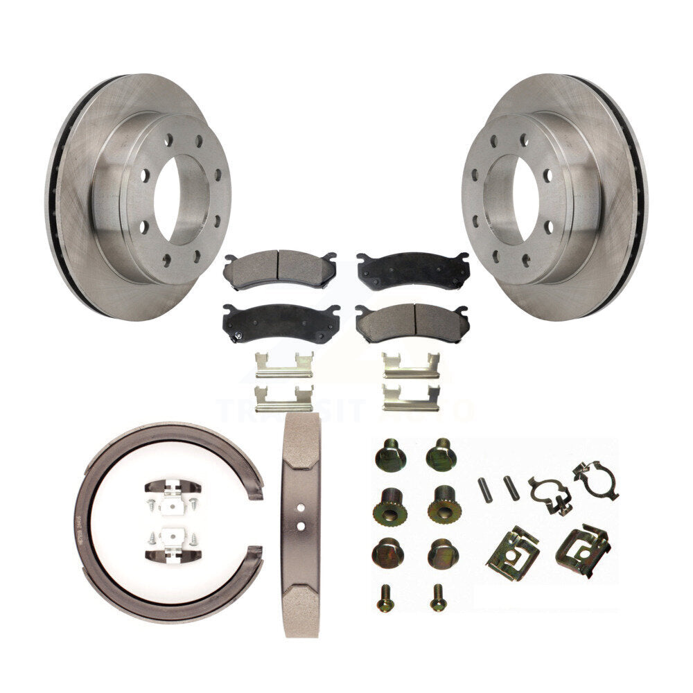 Rear Disc Rotors Semi-Metallic Pads Parking Shoes And Hardware Kit For GMC Sierra 1500 HD K8F-104948