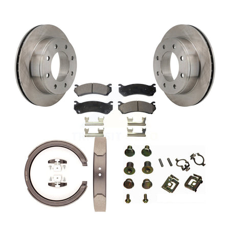 Rear Disc Rotors Semi-Metallic Pads Parking Shoes And Hardware Kit For GMC Sierra 1500 HD K8F-104948