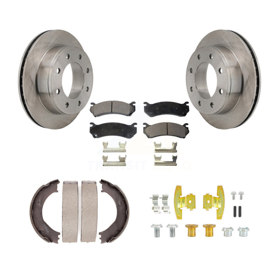 Rear Disc Rotors Semi-Metallic Pads Parking Shoes Hardware Kit For Chevrolet GMC 1500 HD K8F-104950