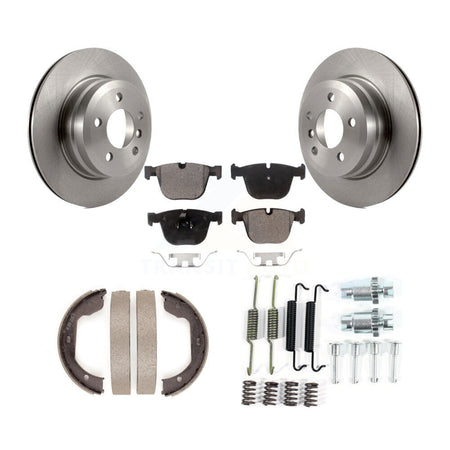 Rear Disc Rotors Semi-Metallic Pads Parking Shoes Hardware Kit For 2009 BMW X6 From 10 08 K8F-104957