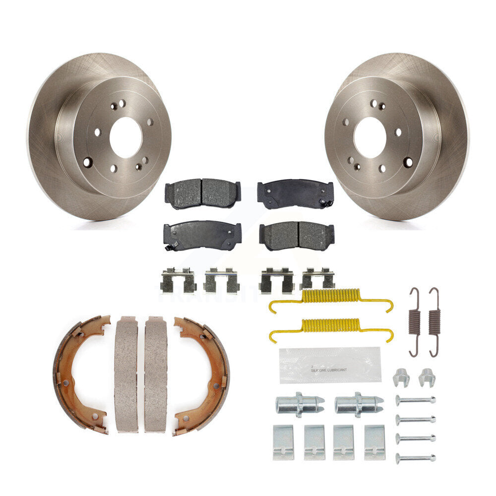 Rear Disc Rotors Semi-Metallic Pads Parking Shoes Hardware Kit For 07-09 Hyundai Santa Fe K8F-104958