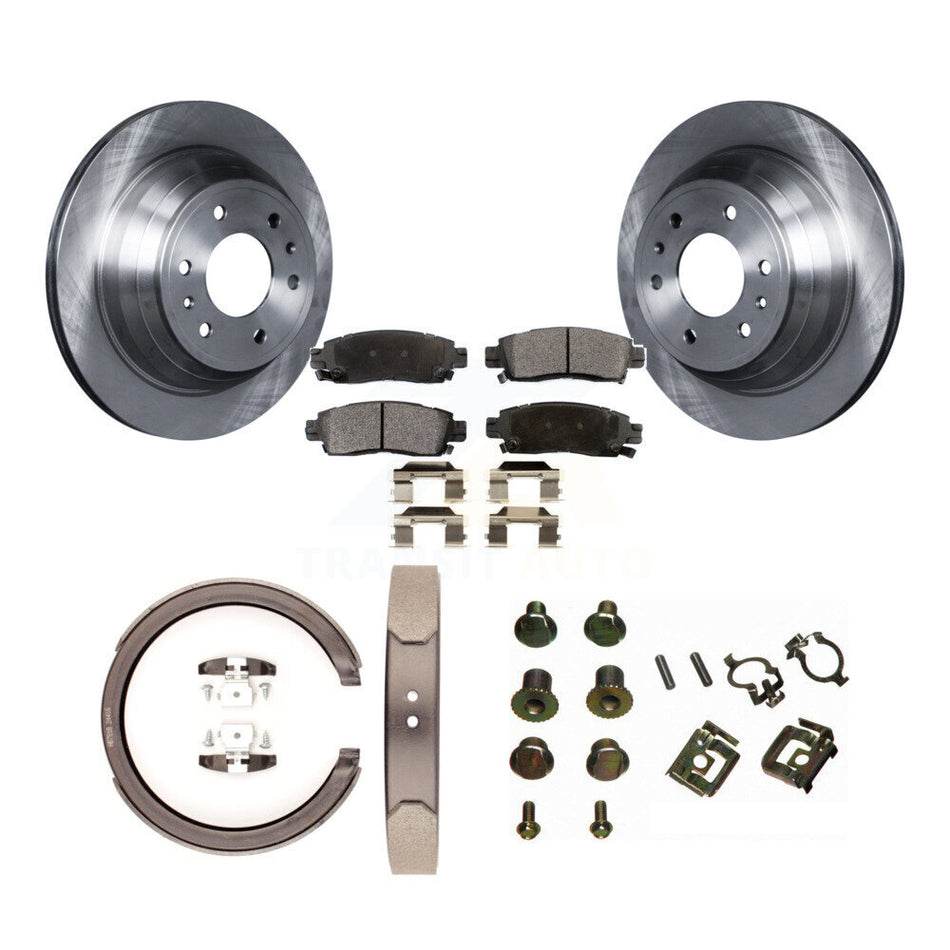 Rear Disc Rotors Semi-Metallic Pads Parking Shoes Hardware Kit For Chevrolet GMC Envoy XL K8F-104960