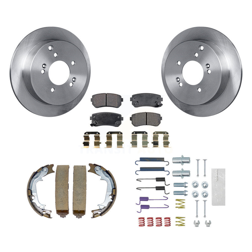 Rear Disc Rotors Semi-Metallic Pads Parking Shoes Hardware Kit For Hyundai Tucson Kia AWD K8F-104972