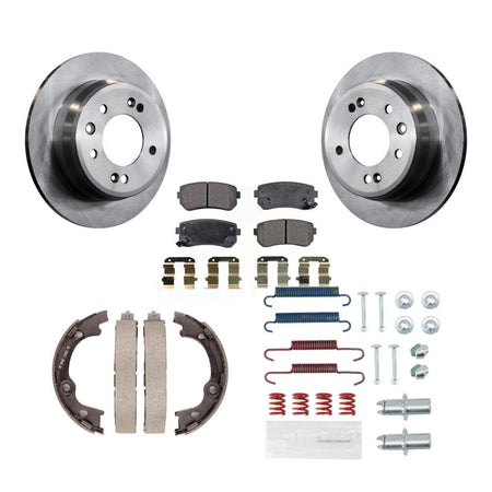Rear Disc Rotors Semi-Metallic Pads Parking Shoes And Hardware Kit For Hyundai Tucson FWD K8F-104973