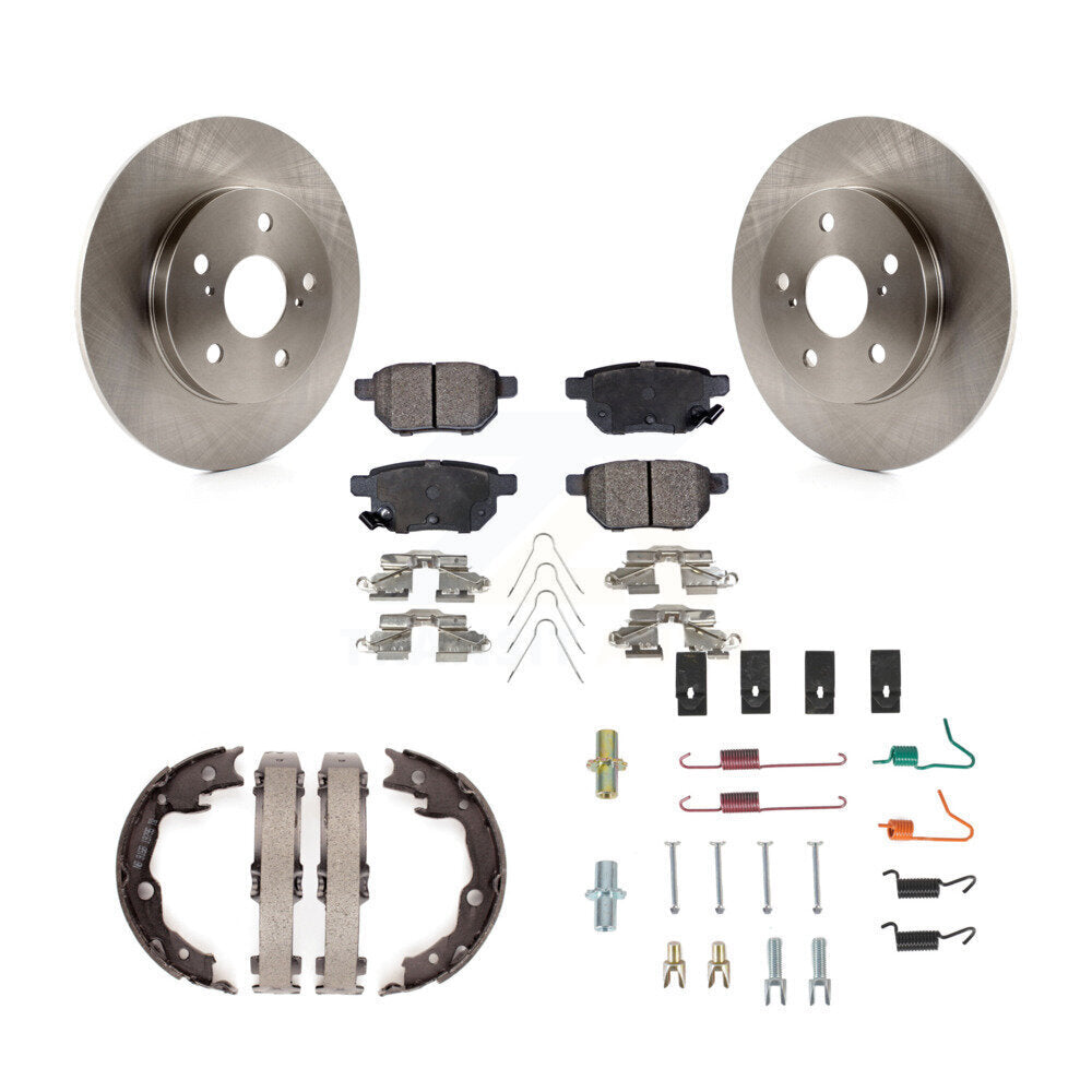 Rear Disc Rotors Semi-Metallic Pads Parking Shoes Hardware Kit For Toyota Matrix Pontiac K8F-104981