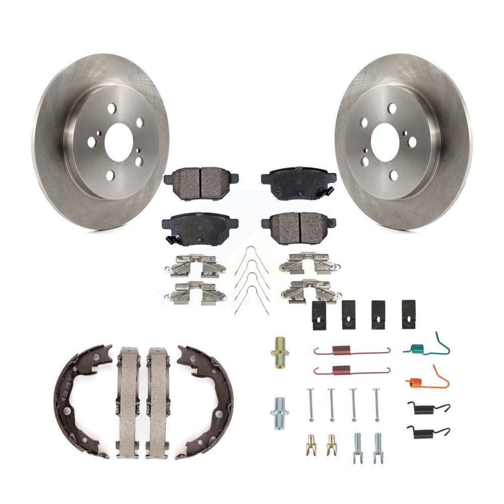 Rear Disc Rotors Semi-Metallic Pads Parking Shoes Hardware Kit For Toyota Matrix Pontiac K8F-104982