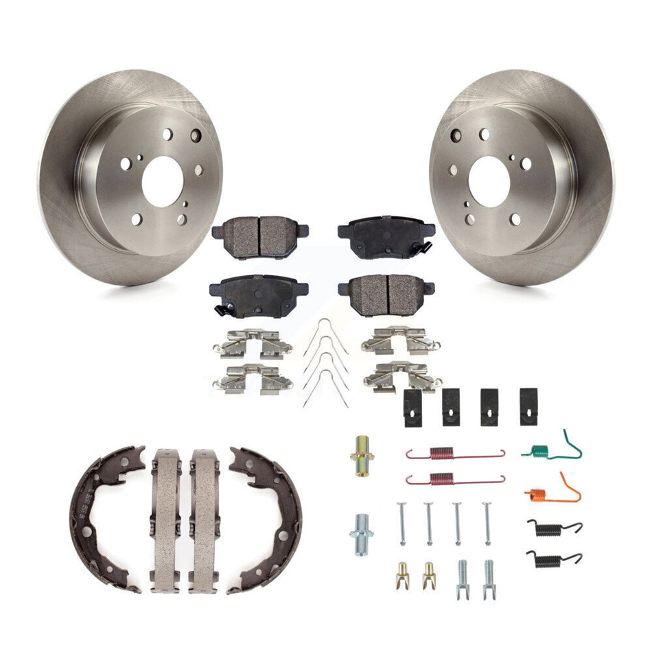 Rear Disc Rotors Semi-Metallic Pads Parking Shoes Hardware Kit For 2010 Toyota Matrix XRS K8F-104984