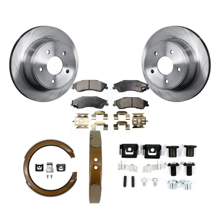 Rear Disc Rotors Semi-Metallic Pads Parking Shoes & Hardware Kit For Chevrolet GMC Blazer K8F-104985