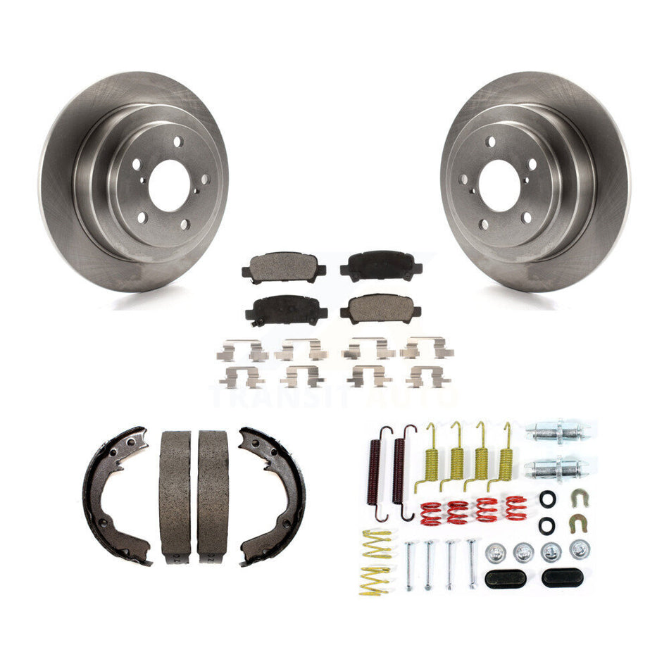 Rear Disc Rotors Semi-Metallic Pads Parking Brake Shoes Hardware Kit For Subaru Forester K8F-104986