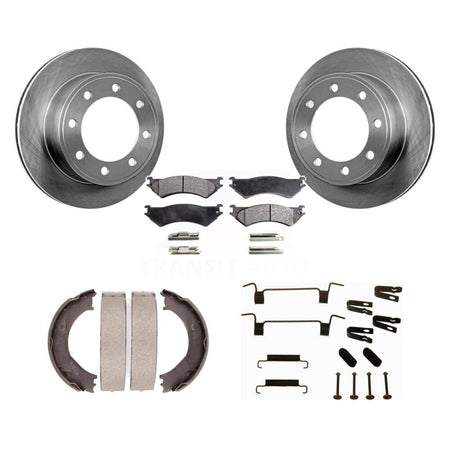 Rear Disc Rotors Semi-Metallic Pads Parking Shoes Hardware Kit For Ford E-350 Super Duty K8F-104992