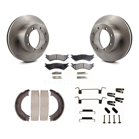 Rear Disc Rotors Semi-Metallic Pads Parking Shoes Hardware Kit For Ford E-350 Super Duty K8F-104993