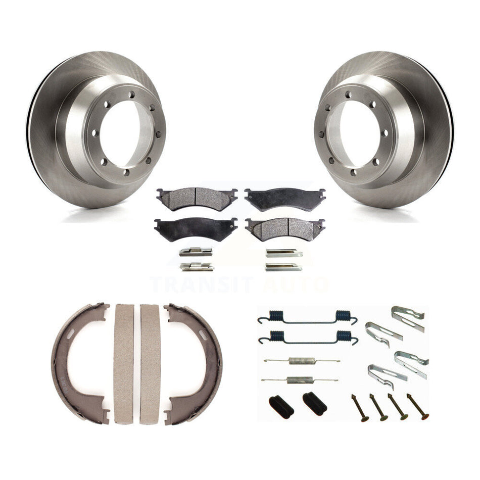 Rear Disc Rotors Semi-Metallic Pads Parking Shoes & Hardware Kit For Ford F-150 Heritage K8F-104995