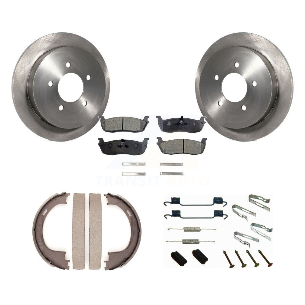 Rear Disc Rotors Semi-Metallic Pads Parking Shoes & Hardware Kit For Ford F-150 Heritage K8F-104996