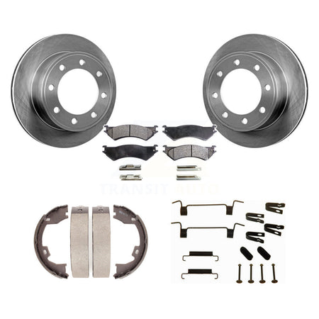 Rear Disc Rotors Semi-Metallic Pads Parking Shoes Hardware Kit For Ford E-350 Super Duty K8F-104997