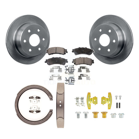 Rear Disc Rotors Semi-Metallic Pads Parking Shoes Hardware Kit For Chevrolet Silverado XL K8F-105002