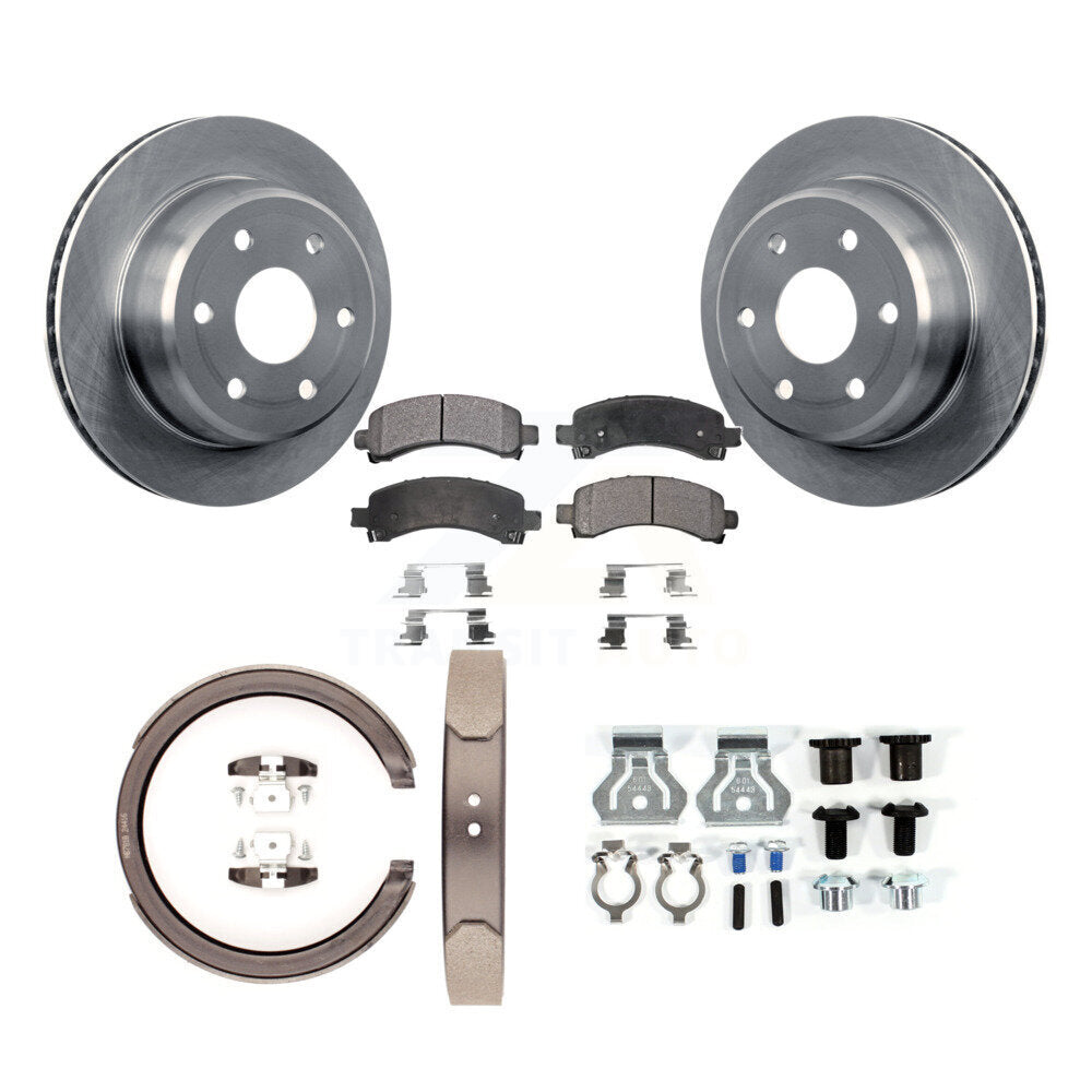 Rear Disc Rotors Semi-Metallic Pads Parking Shoes Hardware Kit For GMC Yukon XL 1500 RWD K8F-105006
