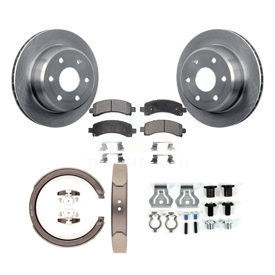 Rear Disc Rotors Semi-Metallic Pads Parking Shoes Hardware Kit For GMC Yukon XL 1500 RWD K8F-105006