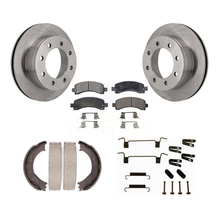 Rear Disc Rotors Semi-Metallic Pads Parking Shoes Hardware Kit For Chevrolet GMC Express K8F-105016