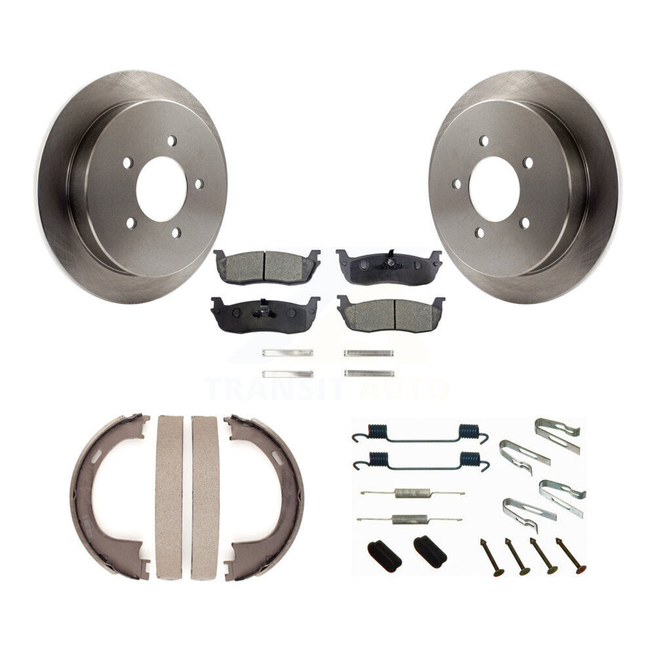 Rear Disc Rotors Semi-Metallic Pads Parking Shoes Hardware Kit For Ford F-150 Expedition K8F-105024