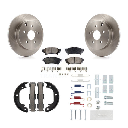 Rear Disc Rotors Semi-Metallic Pads Parking Shoes & Hardware Kit For Toyota Prius V Mirai K8F-105028