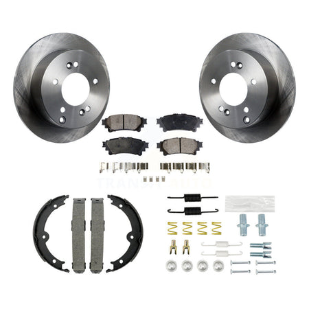 Rear Disc Rotors Semi-Metallic Pads Parking Brake Shoes And Hardware Kit For Lexus IS250 K8F-105029