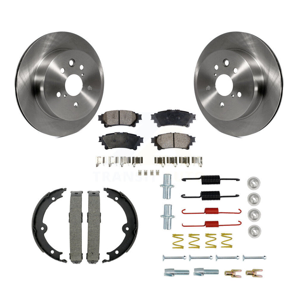 Rear Disc Rotors Semi-Metallic Pads Parking Brake Shoes And Hardware Kit For Lexus IS350 K8F-105031