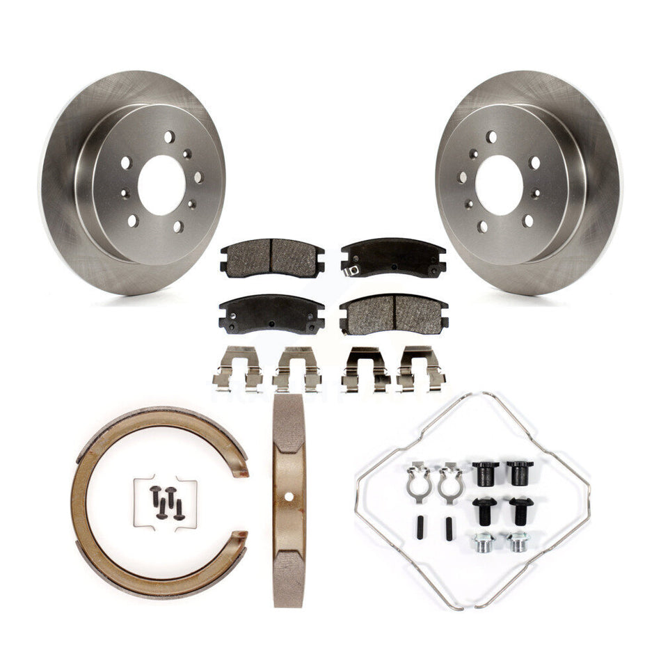 Rear Disc Rotors Semi-Metallic Pads Parking Shoes Hardware Kit For Chevrolet Impala Grand K8F-105042