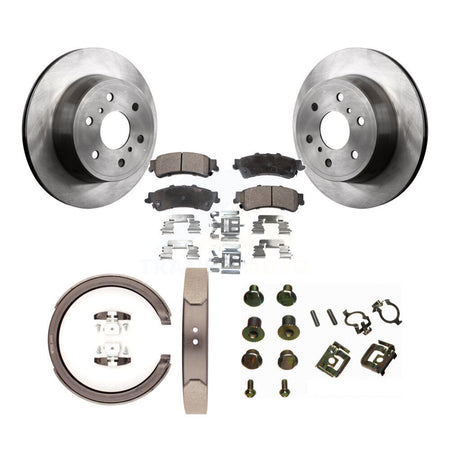 Rear Disc Rotors Semi-Metallic Pads Parking Brake Shoes And Hardware Kit For K8F-105043