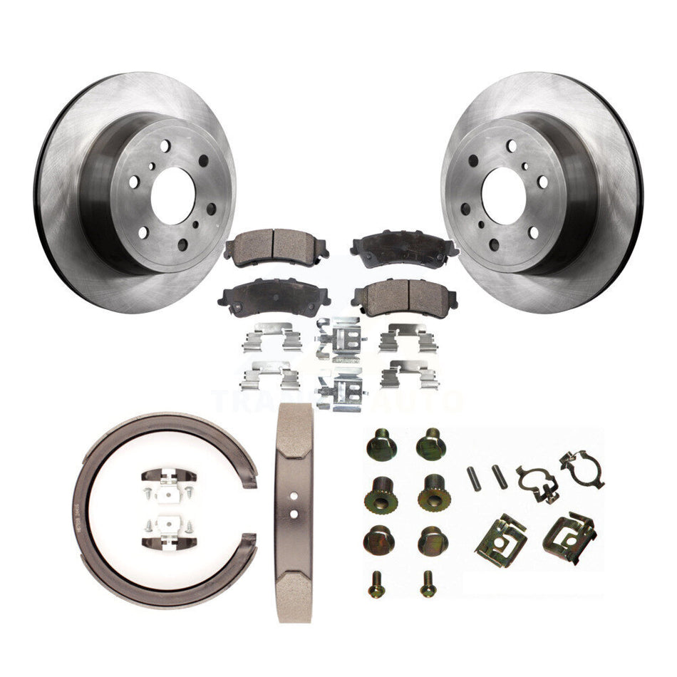 Rear Disc Rotors Semi-Metallic Pads Parking Brake Shoes And Hardware Kit For K8F-105043