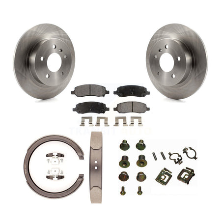 Rear Disc Rotors Semi-Metallic Pads Parking Brake Shoes And Hardware Kit For Cadillac DTS K8F-105044