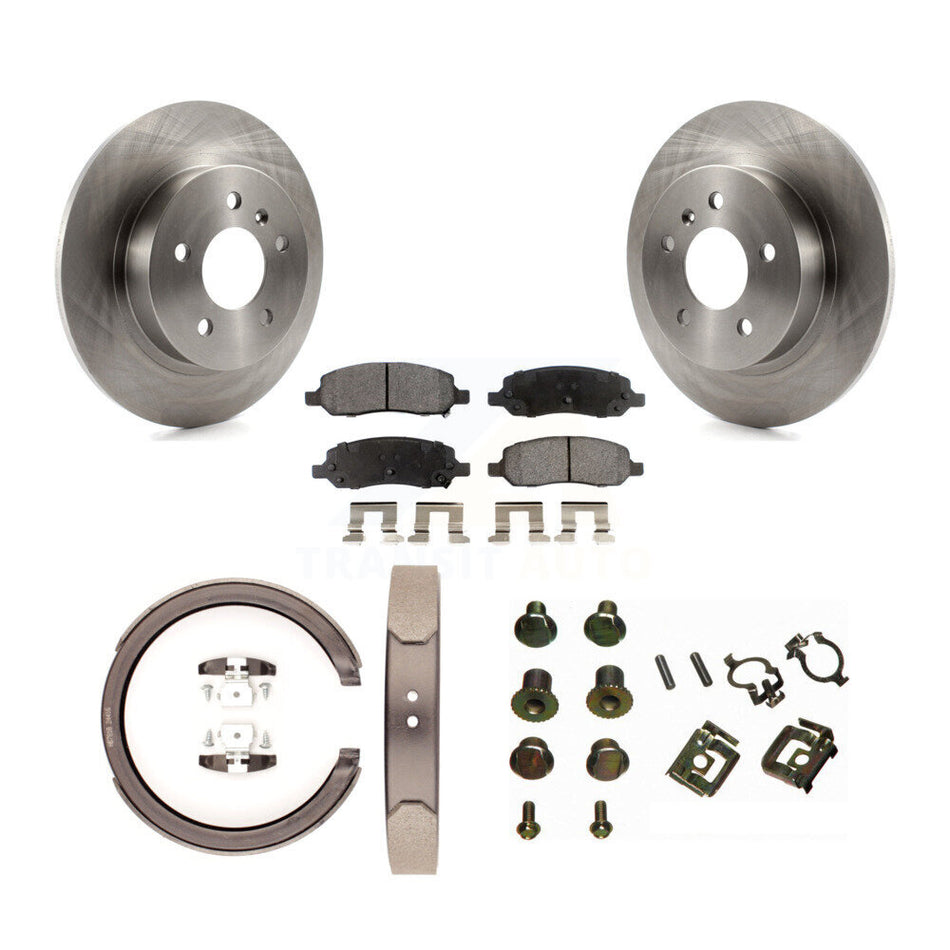 Rear Disc Rotors Semi-Metallic Pads Parking Brake Shoes And Hardware Kit For Cadillac DTS K8F-105044