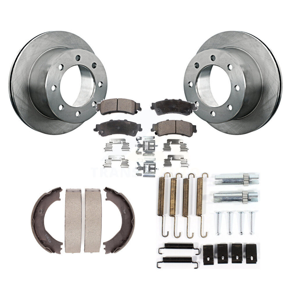 Rear Disc Rotors Semi-Metallic Pads Parking Shoes & Hardware Kit For 2001 GMC Sierra 3500 K8F-105045